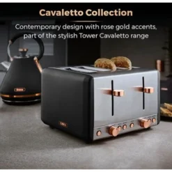 Tower Cavaletto Pyramid Kettle And 4 Slice Toaster Set Black -Kitchen Appliances Store 98481184 4
