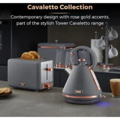 Tower Cavaletto Pyramid Kettle And 2 Slice Toaster Set Grey -Kitchen Appliances Store 98481195 4