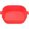 Silicone Air Fryer Basket Air Fryer Silicone Pot Reusable Silicone Basket 19.5cm Air Fryer Essential Accessory For Hot Air Fryer Microwave Frying Pan(Red) ZQYRLAR