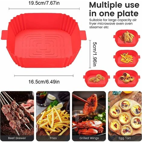 Silicone Air Fryer Basket Air Fryer Silicone Pot Reusable Silicone Basket 19.5cm Air Fryer Essential Accessory For Hot Air Fryer Microwave Frying Pan(Red) ZQYRLAR 2 Silicone Air Fryer Basket Air Fryer Silicone Pot Reusable Silicone Basket 19.5cm Air Fryer Essential Accessory For Hot Air Fryer Microwave Frying Pan(Red) ZQYRLAR - Image 2