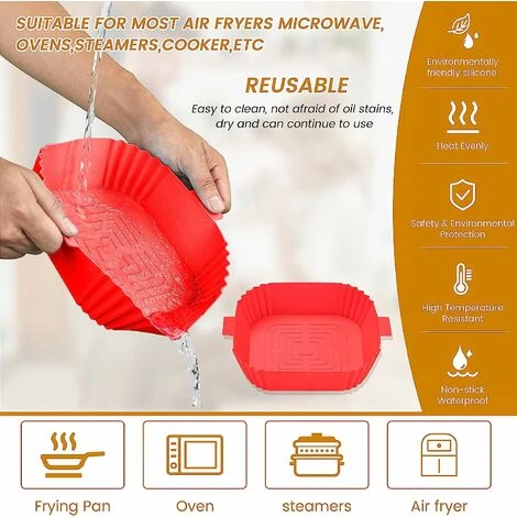 Silicone Air Fryer Basket Air Fryer Silicone Pot Reusable Silicone Basket 19.5cm Air Fryer Essential Accessory For Hot Air Fryer Microwave Frying Pan(Red) ZQYRLAR 5 Silicone Air Fryer Basket Air Fryer Silicone Pot Reusable Silicone Basket 19.5cm Air Fryer Essential Accessory For Hot Air Fryer Microwave Frying Pan(Red) ZQYRLAR - Image 5