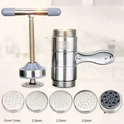 Fresh Pasta Maker, Stainless Steel Hand Crank Fresh Pasta Maker Ravioli Noodle Machine 5 Blades,Silver -Kitchen Appliances Store 98819041 5