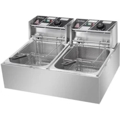 Electric Fryer 2500W 220-240V 12.7QT/12L Stainless Steel Double Cylinder Electric Fryer UK Plug 7 Electric Fryer 2500W 220-240V 12.7QT/12L Stainless Steel Double Cylinder Electric Fryer UK Plug -Kitchen Appliances Store 99027902 3