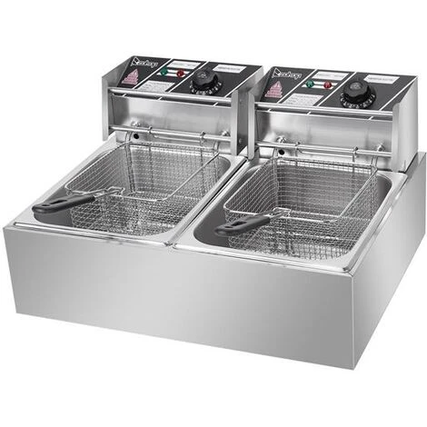 Electric Fryer 2500W 220-240V 12.7QT/12L Stainless Steel Double Cylinder Electric Fryer UK Plug 3 Electric Fryer 2500W 220-240V 12.7QT/12L Stainless Steel Double Cylinder Electric Fryer UK Plug - Image 3