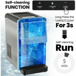 26KG/24H Ice Maker Self Dispensing Countertop Nugget Ice Maker Self-cleaning -Kitchen Appliances Store 99357846 5