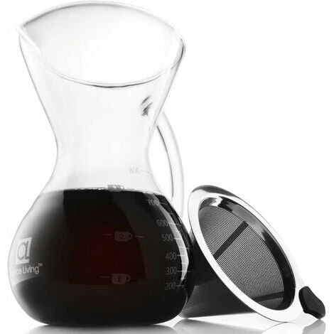 1 Pack Pour-Over Coffee Maker Set With Coffee Measure And Cork Stopper - Stylish Drip Coffee Maker With Glass Carafe And Permanent Stainless Steel Filter (500ml) 4 1 Pack Pour-Over Coffee Maker Set With Coffee Measure And Cork Stopper - Stylish Drip Coffee Maker With Glass Carafe And Permanent Stainless Steel Filter (500ml) - Image 4