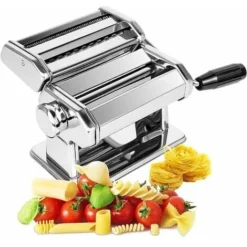Manual Fresh Pasta Machine, 7 Scales, 403 Stainless Steel For Tagliolini Fettucine Lasagna Ravioli Spaghetti (7 Scales)