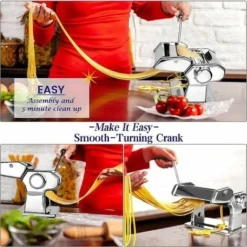 Manual Fresh Pasta Machine, 7 Scales, 403 Stainless Steel For Tagliolini Fettucine Lasagna Ravioli Spaghetti (7 Scales) -Kitchen Appliances Store 99504235 4
