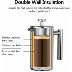 350ml/800ml/1000ml Double Wall Insulated Stainless Steel Coffee Press, 350ml - 350ml -Kitchen Appliances Store 99565186 4