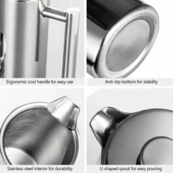 350ml/800ml/1000ml Double Wall Insulated Stainless Steel Coffee Press, 350ml - 350ml -Kitchen Appliances Store 99565186 5