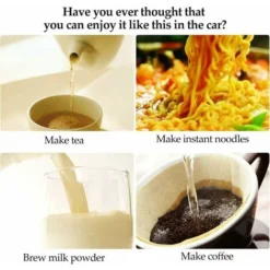 Electric Heated Travel Mug 12V 454ML Stainless Steel Travel Mug With Lid And Handle Electric Insulated Plug Kettles Car Coffee Mug Warmer,16.5CM -Kitchen Appliances Store 99569326 4