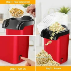 Hot Air Popcorn Maker For Making Corn Kernels, 3 Minutes Popcorn, Fat Free And Healthy For Home -Kitchen Appliances Store 99572998 3