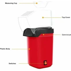 Hot Air Popcorn Maker For Making Corn Kernels, 3 Minutes Popcorn, Fat Free And Healthy For Home -Kitchen Appliances Store 99572998 5
