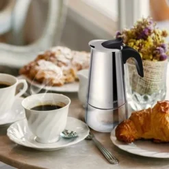 Italian Coffee Maker, Moka Coffee Maker In Stainless Steel Pressure Coffee Maker 200ml Large Capacity Compatible With Induction Hob With Ergonomic Handle -Kitchen Appliances Store 99816071 5
